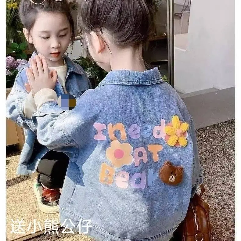 Quần Áo Denim Trẻ Em, Phong Cách Phương Tây, Áo Khoác Áo Cánh Bé Gái, Hợp Xu hướng, Bán Chạy Nhất, Cho Mùa Xuân Và Mùa Thu, Năm 2024