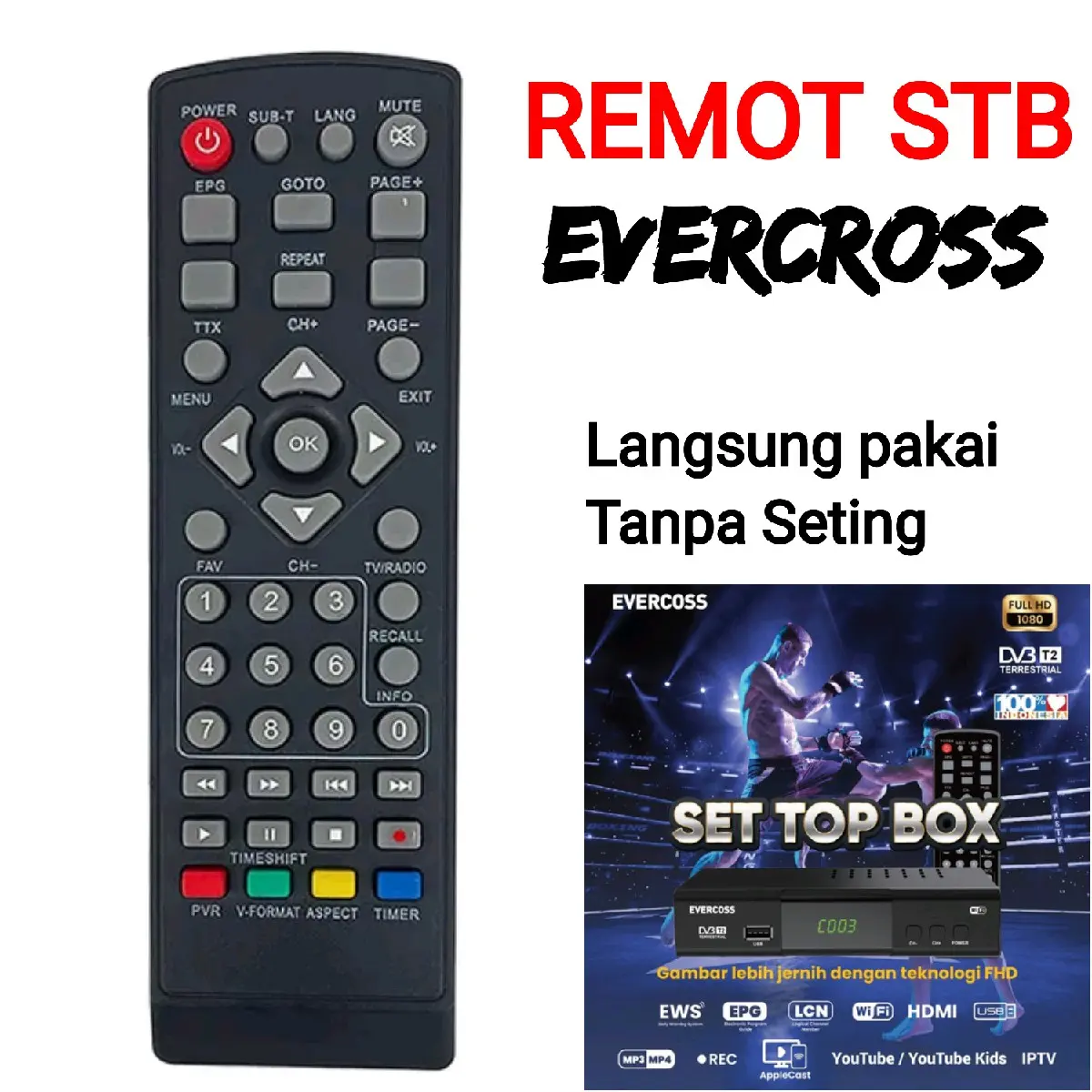 REMOT STB EVERCROSS REMOT SET TOP BOX DIGITAL EVERCROSS U002