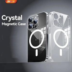 Mione Magnetic Case Transparent Charging Case For IP 12 11 13 14 15 16 Pro max Clear Case Cover