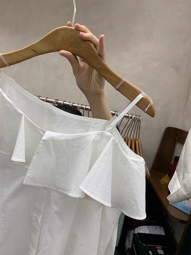 Product Introduction of Áo Sơ Mi Dây Đeo Vai Nghiêng Xếp Nhún Kiểu Pháp, Hàng Mới Về Mùa Xuân, Dành Cho Nữ, Thiết Kế Đẹp, Phong Cách Thanh Lịch, Trễ Vai, Áo Dài Tay 10
