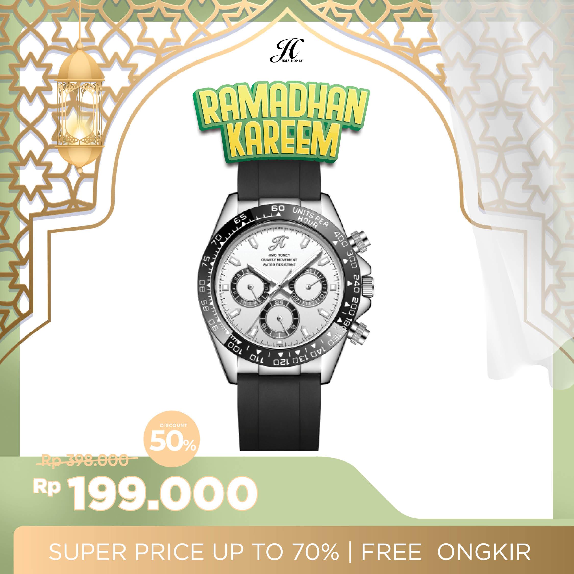 JIMS HONEY JAM TANGAN UNISEX JHW 17 (FREE BOX KAYU + BATERAI)