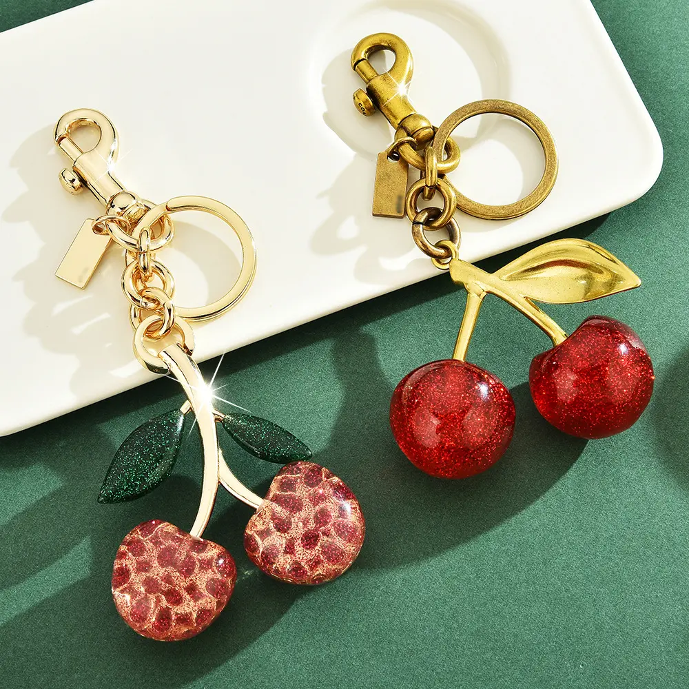 Móc Chìa Khóa Quyến Rũ Túi Anh Đào, Thiết Kế Trái Cherry Đỏ Tinh Tế Dành Cho Phụ Nữ Và Trẻ Em Gái, Mặt Dây Chuyền Túi Xách, Phụ Kiện, Quà Tặng, Móc Chìa Khóa Xe Hơi Tinh Tế, 1 Cái