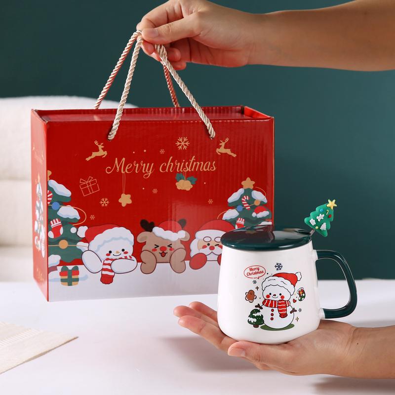 Product Introduction of Christmas Gift Santa Claus Mug with Cover Spoon Good-looking Ceramic Cup Practical Gift travel  water Drinkware Tumbler Reusable Washable Coffee Drink Reuse Drinkware Tumbler 10