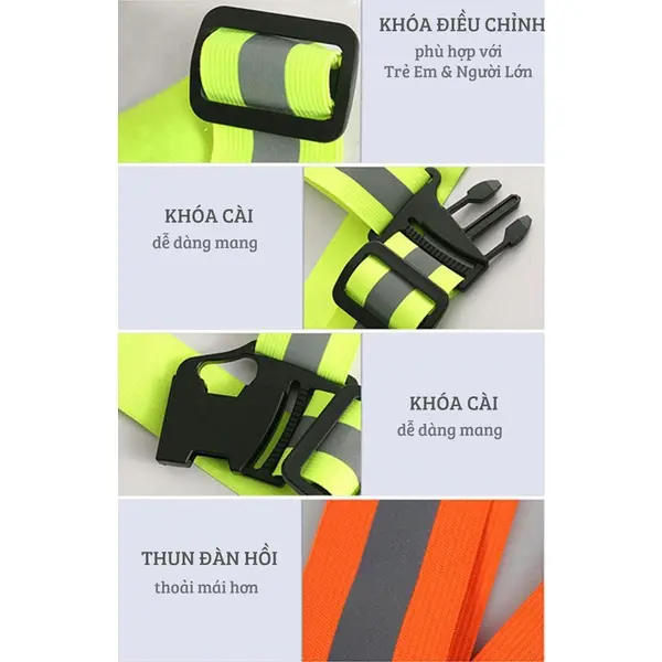 Dây áo phản quang THUN _ Áo dây phản quang phù hợp khi lái xe, đi phượt ban đêm, làm việc tại cảng sân bay- An toàn lao động 2