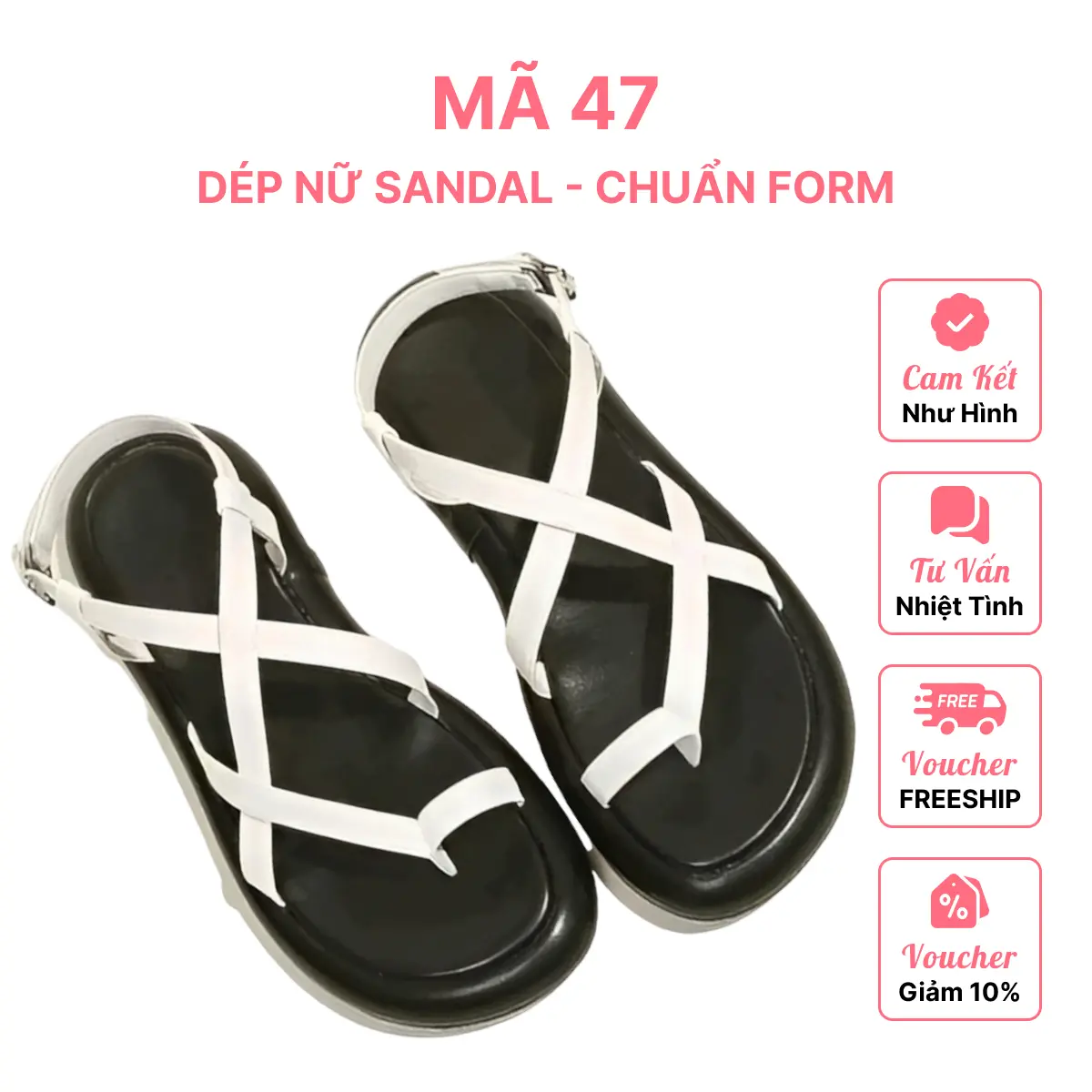 Mã 47 - Sandal đế xuồng, xỏ ngón, quai mảnh, dây chéo khoá cài mũi vuông - đế 3cm Nữ Shoes DéP GiàY Caro vừa không có dép  1