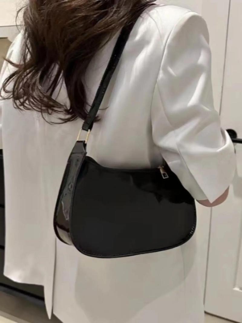 Product Introduction of Fashion Solid Color Shoulder Bag, Casual Versatile PU Leather Underarm Bag for Women, Trendy All-match Commuter Bag for Daily Used 5