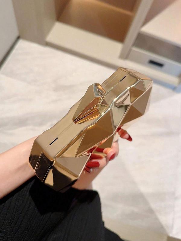Women's Elegant Geometric Design Evening Bag, Exquisite Trendy Metal Clutch Bag, Fashionable Bag for Party Decoration 4