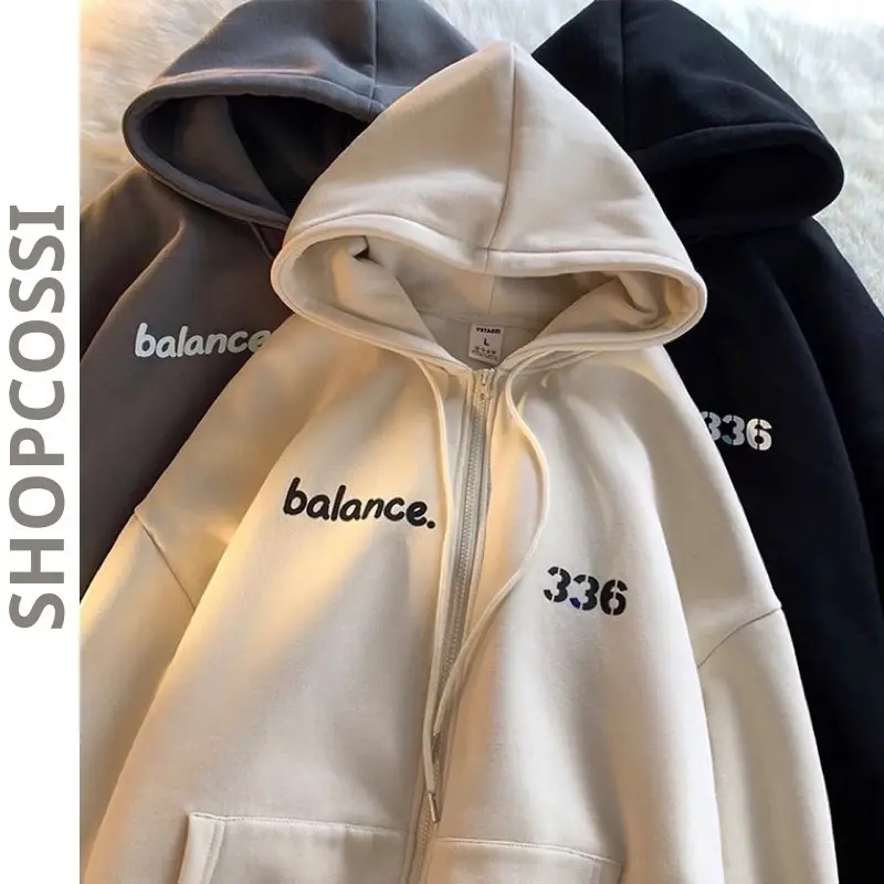 Áo khoác hoodie zip chất nỉ bông  in số 336.