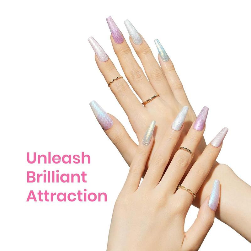 Pearl Color Gel Nail Polish, 6 Counts/set 6 Colors Shimmer Pearl White Pink Purple Mermaid Nail Drawing Summer Gel Polish, Soak Off UV LED Gel Polish 3