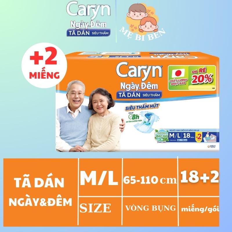 Bỉm/Tã dán người lớn/người già/mẹ sau sinh Caryn Ngày và Đêm size M/L 18+2=20 miếng và M/L10 miếng