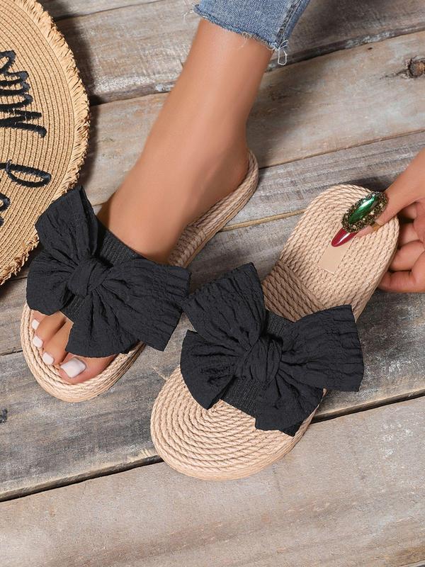 Women's Fashionable Bowknot Design Slides, Casual Comfortable Flat Sandals for Summer, Lightweight Breathable Shoes for Daily Wear, Girl 4