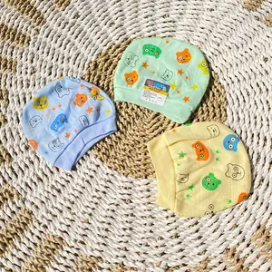 3pcs Kupluk Bulat Motif Kepala 0-3 Bulan Bahn Kaos