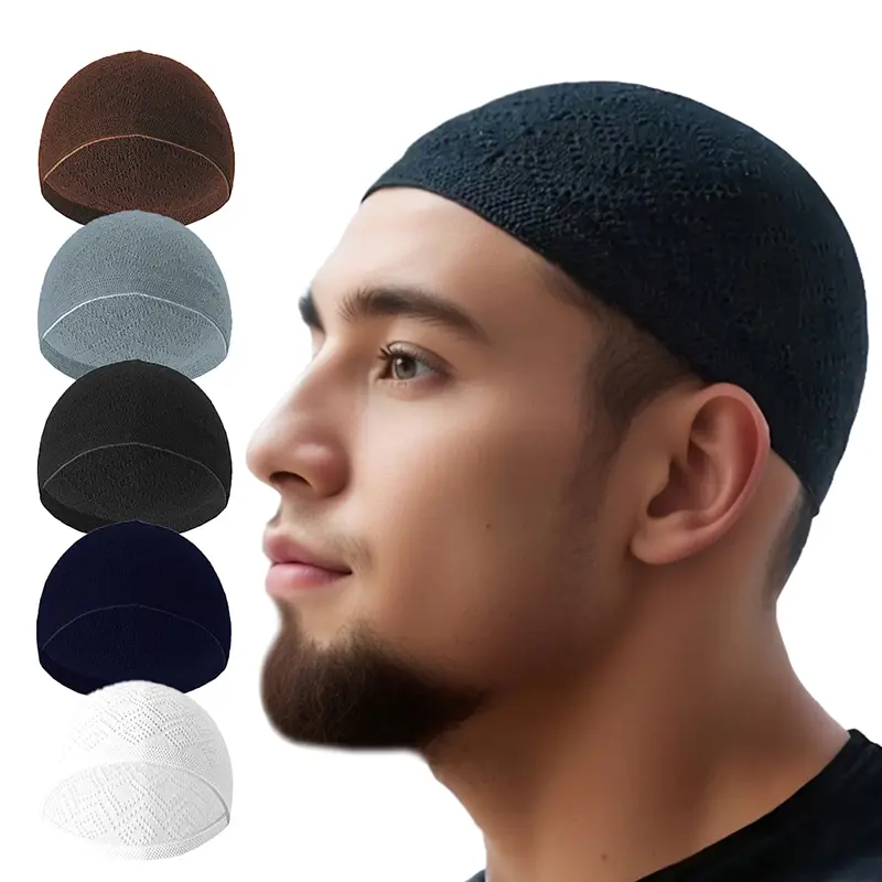Winter Knitted Beanie Hat Turkish Muslim Men Women Prayer Hats Unisex Beanies Cap Warm Islamic Ramadan Men's Wrap Head Caps