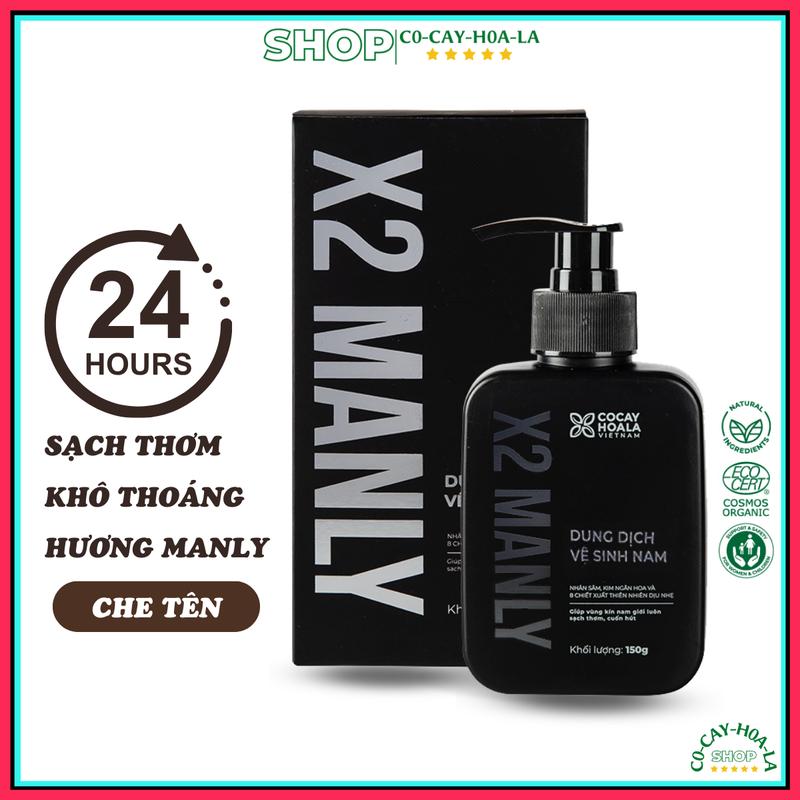 Nước rửa vệ sinh nam giới X2 MANLY Dung dịch vệ sinh nam giới COCAYHOALA bạc hà mát lạnh hương thơm nam tính quyến rũ Cỏ cây hoa lá chai 150ml Dưỡng Thể Làm Đẹp Da