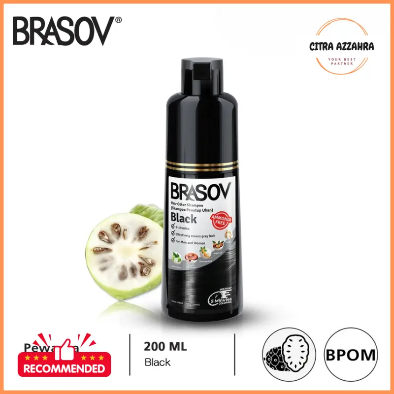 BRASOV Shampoo Pewarna Rambut 200 ML Ammonia Free Hair Color Shampoo Penutup Uban BPOM 0