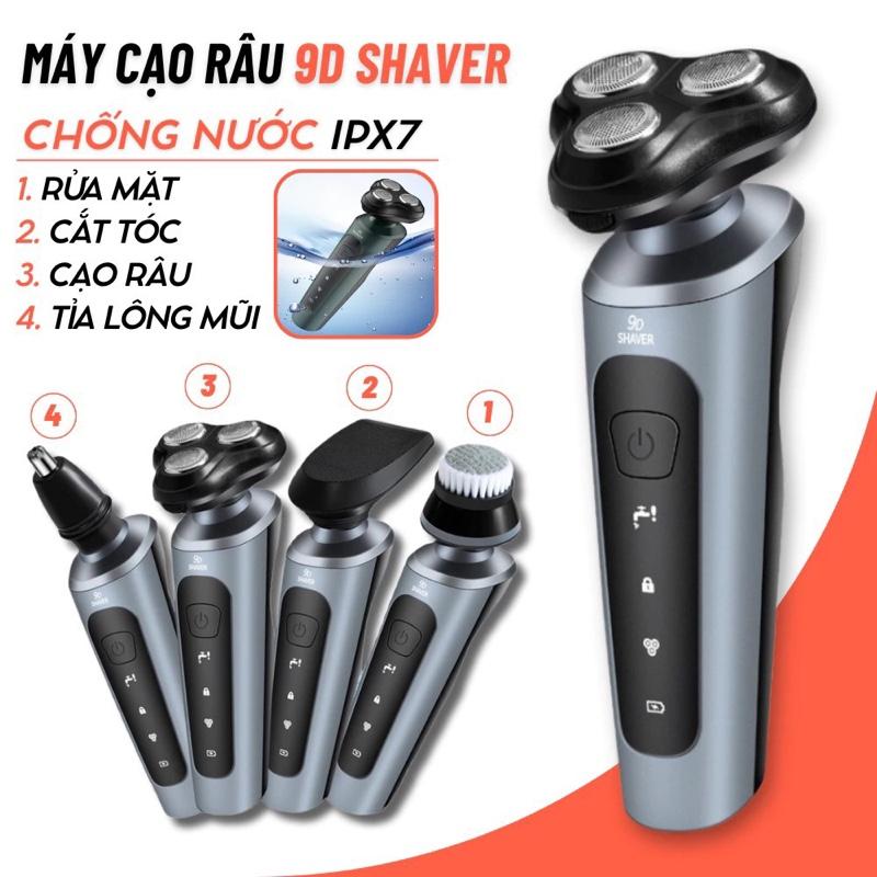 Máy Cạo Râu Nam Shaver 9D Kiêm Tỉa Lông Mũi Cao Cấp, 3 Lưỡi Dao Kép, Chống Nước-R1