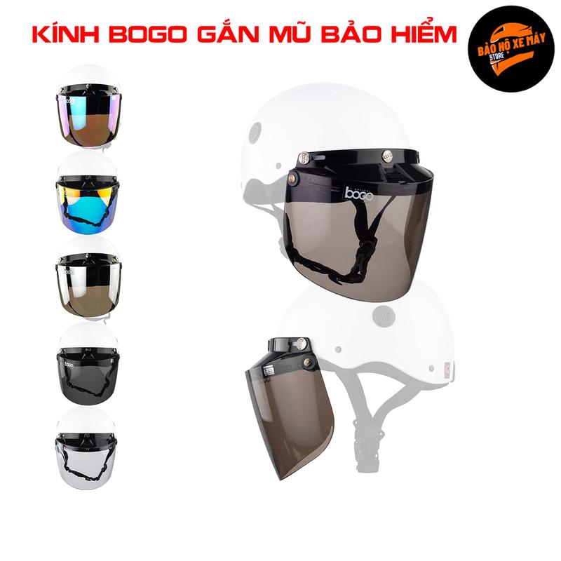 Kính BOGO gắn nón sơn, mũ bảo hiểm có 3 nút phía trước, độ bền cao, lọc UV 95% SPKM