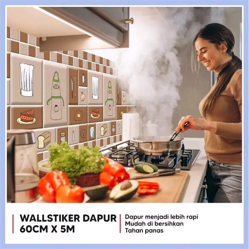 STICKER DAPUR BAHAN ALUMINIUM FOIL ANTI MINYAK DAN TAHAN UAP PANAS KOMPOR Tahan air 0