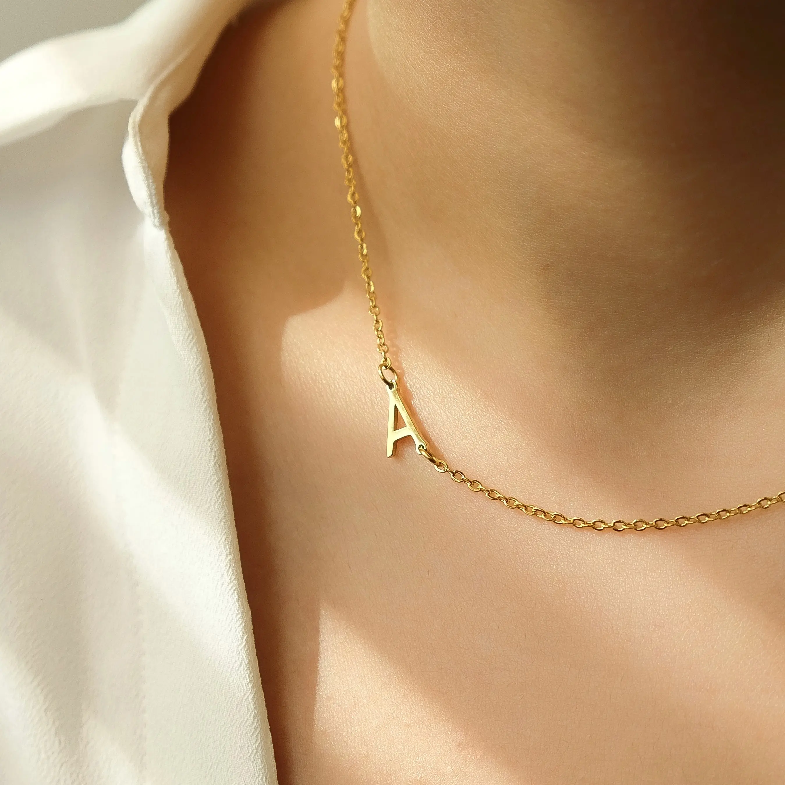 Sideways Initial Alphabet Letter Necklace