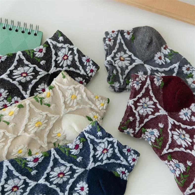 Korean-Style Embossed Cotton Socks Comfort vs Durability Trade-offs — view 1