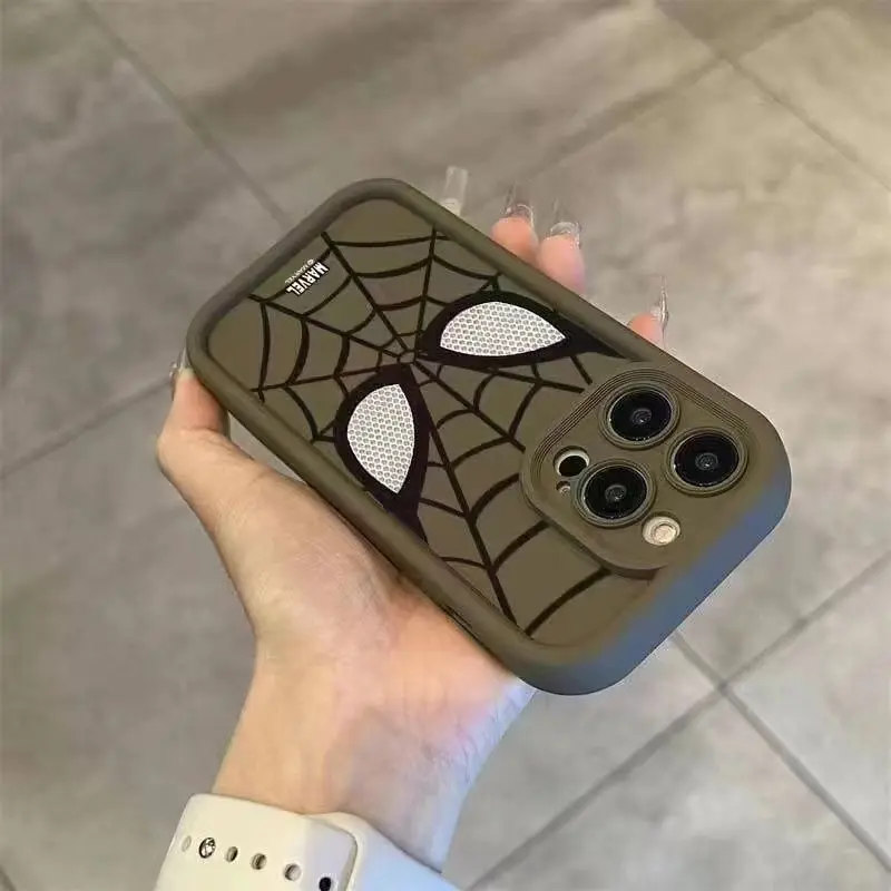 {DC digital}  Đối với iPhone 11 12 pro Max x xr xs Max 7 cộng với 8 cộng với 13 pro Max 14 pro Max 15 pro Max Trường hợp điện thoại Spider Web Graffiti Silicone Frosted Full Bao bì mềm 4