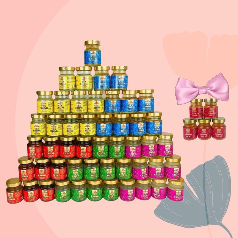   50 lọ + 5  Combo 50 lọ yến mix 5 vị lọ 70ml   táo đỏ hạt sen hạt chia sâm Canada không đường Đông trùng hạ thảo không đường  TẶNG 5 COLLAGEN LỰU ĐỎ 