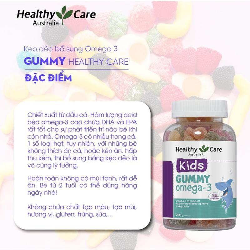 Kẹo dẻo Healthy Care Kids Gummy Omega-3 tăng thị lực phát triển trí não 250 viên Úc 4
