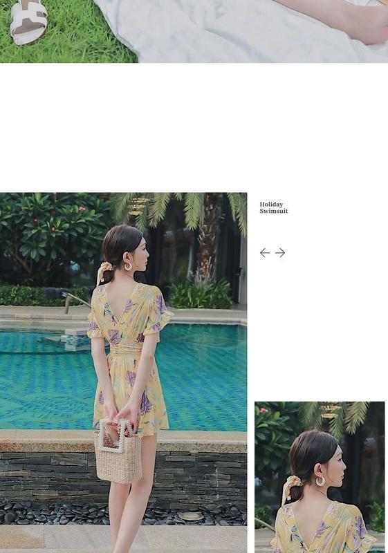 Product Introduction of 2024 New Swimsuit Women's Korean Ins Style Anti-Exposure Covering Belly Thin Dress Princess Style Vacation Swimsuit 14