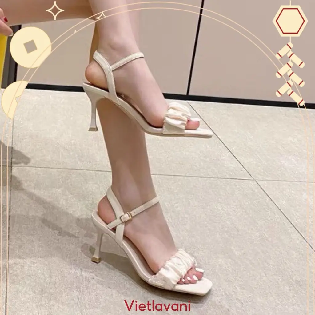 ày cao gót nữ quai nhún gót nhọn 7 phân hottrend mã TLS57