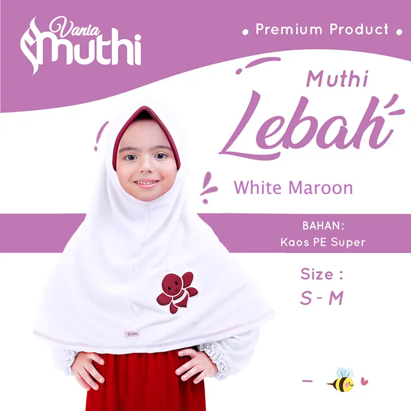 Vania Muthi - Hijab Instant Jilbab Anak Perempuan Motif Lebah S Umur 4 - 7 Tahun Kerudung Kaos Adem Nyaman Simpel Original Muslim 4
