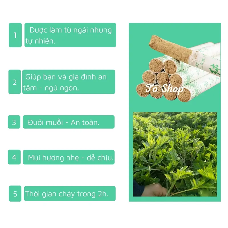 Combo 20 Thanh Ngải Cứu Đuổi Muỗi - Khử Mùi Hôi, Hương An Toàn 2