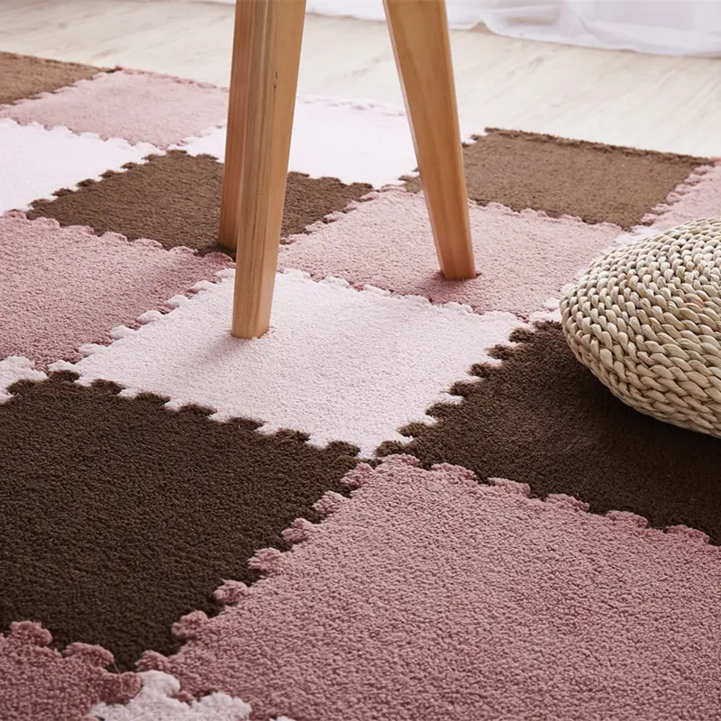 30*30*1cm EVA Plush Puzzle play mats Foam Shaggy Velvet Carpet Decorative Kids Room for Crawling Play Toys 9-Colors