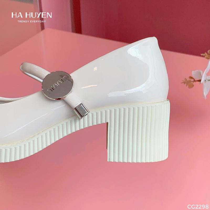 Giày cao gót nữ HÀ HUYỀN bóng quai ngang khóa tròn 5cm - CG2298 3