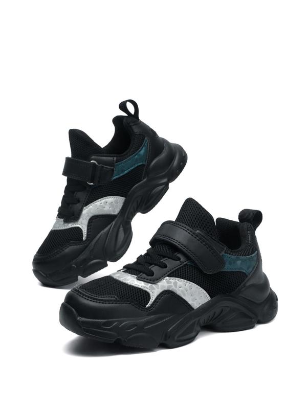 1 Pair Kids Colorblock Patchwork Design Lace Up Low Top Sneakers, Casual Sporty Comfortable Breathable Sneakers, Wear Resistant Anti-slip Sneakers 4