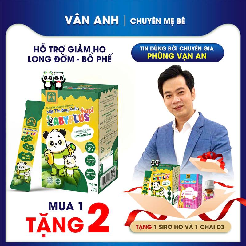 [MUA 1 SIRO HO TẶNG KÈM QUÀ] Siro Ho babyplus mật thường xuân - 20 gói /1 hộp - Hỗ trợ Bổ phế , Giam ho , giảm long đờm , giảm ho , khò khè thành phần thảo dược cho bé từ 1 tuổi
