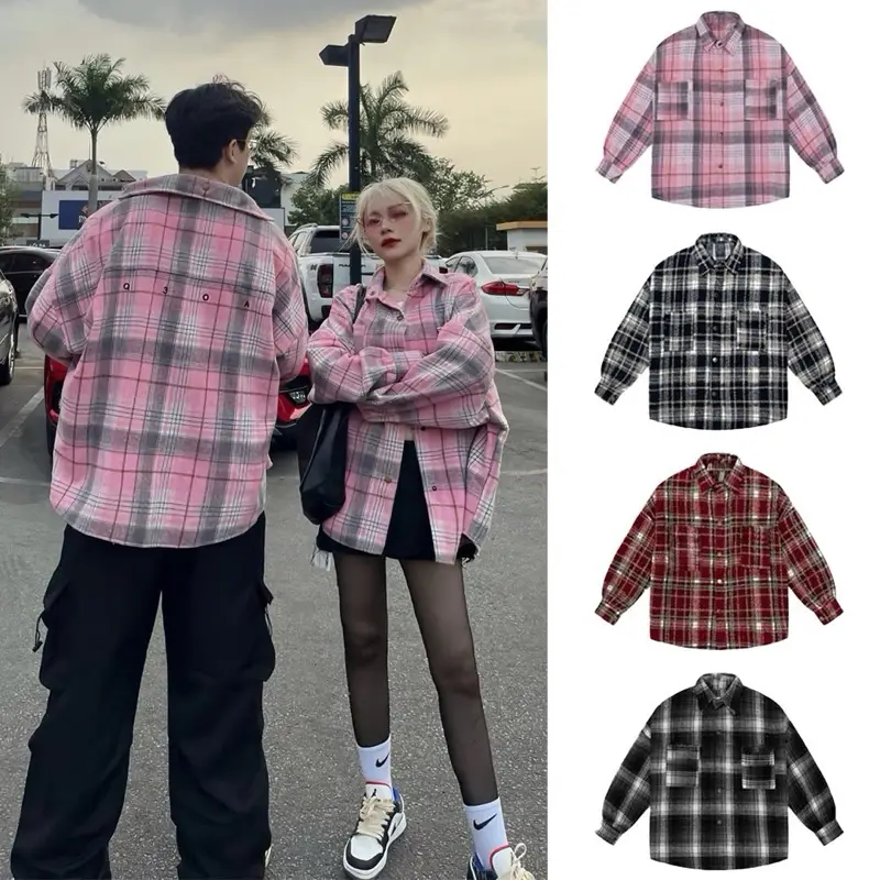 Áo Khoác Sơ Mi Dạ Cotton Flannel NQ30 Có Nón Và Không Nón Tay Dài Caro Form Rộng Nam Nữ Unisex