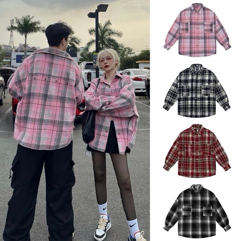 NQ30 - Áo Khoác Sơ Mi Dạ Cotton Flannel NQ30 Có Nón Và Không Nón Tay Dài Caro Form Rộng Nam Nữ Unisex