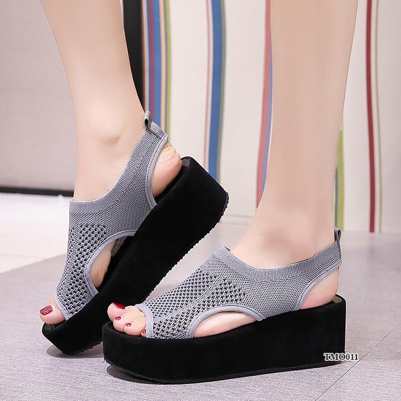 Sandal đế xuồng cao 6cm thời trang trẻ trung, phong cách Hàn Quốc TMO011 (Quai Hậu) 2