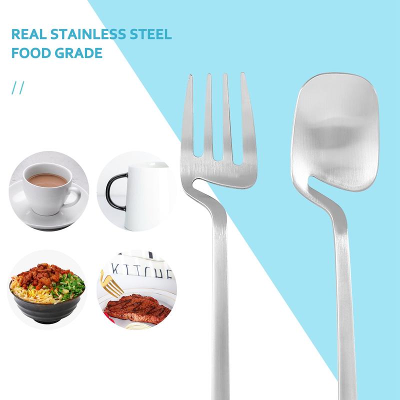 Matte Cutlery Set,Stainless Steel Dinner Tableware,Flatware Set,Knife Fork Spoon Dinnerware Set Party Set(Silver,4 PCS) 3