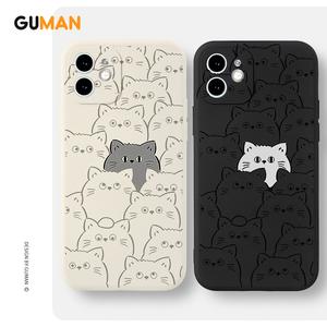 GUMAN Soft Silicone Matching Couple Set Cute Funny Shockproof Phone Case Compatible for iPhone Case 16 15 14 13 12 11 Pro Max SE 2020 X XR XS 8 7 ip 6S 6 Plus Casing XYB1664