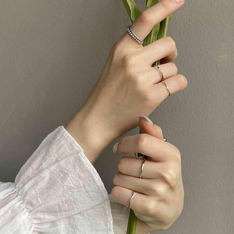 Product Introduction of 8PCS/1set Korean version ring set simple personality pixel ring overlapping ring jewelry 20
