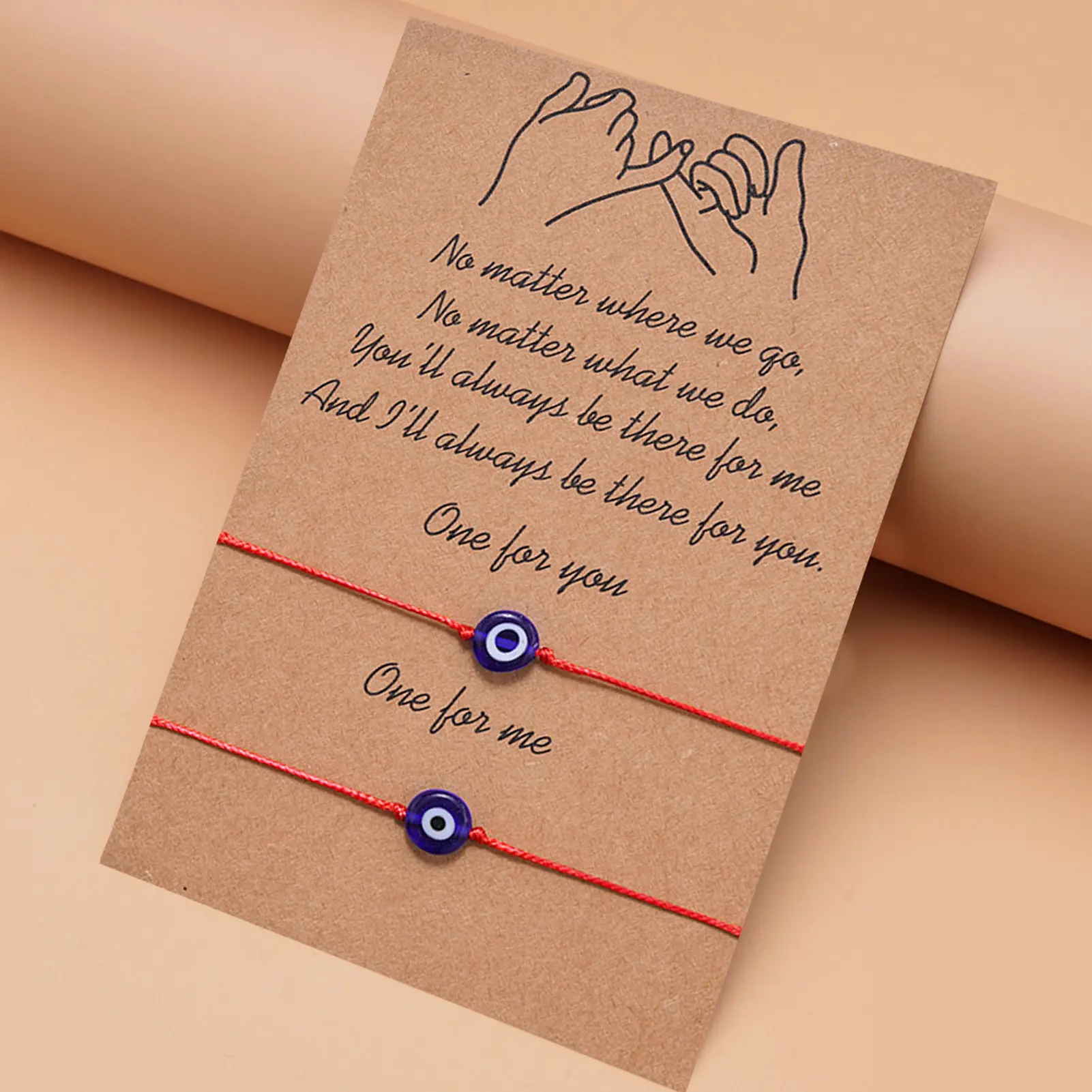 [Ready stock] 1 Pair Couple Bracelets Creative Shape Wear Resistant Wax Line Handmade Couple Braided Evil Eyes Bracelets for Party