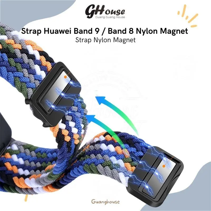 Strap Kompatibel Dengan Huawei Band 10 Nylon Magnet Tali Huawei Band 8 Strap Bahan Nylon Lock Magnet 2