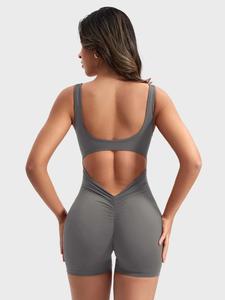 Mono deportivo sin mangas para mujer con diseño recortado, casual y deportivo, sin espalda, ajustado, ideal para yoga y entrenamiento en gimnasio, ropa deportiva para damas para todas las estaciones, ropa de mujer