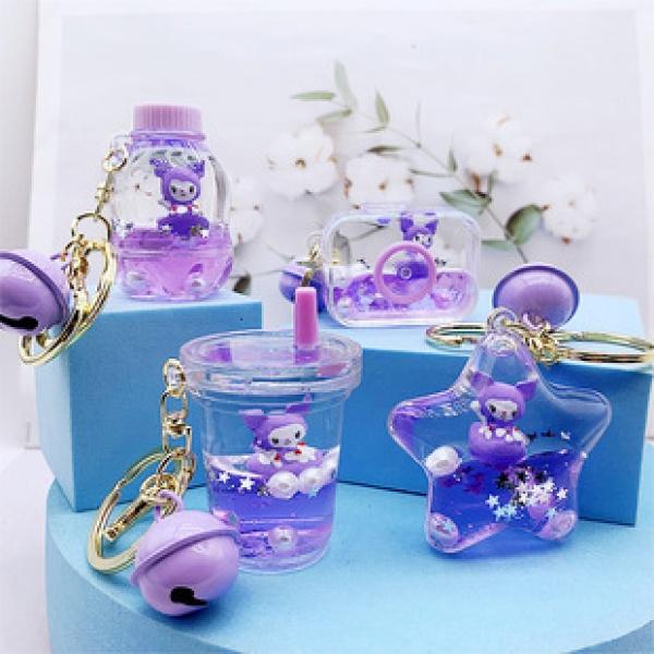 Product Introduction of Creative Liquid Oil Keychain Flowing Sand Keychain Crystal Ball Unicorn Floating Car Cute Bag Pendant 5