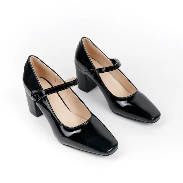 Blow BLJIHE 0023 Fiore Mary Jane Block Heels Wanita Sepatu Hitam Women Shoes 1