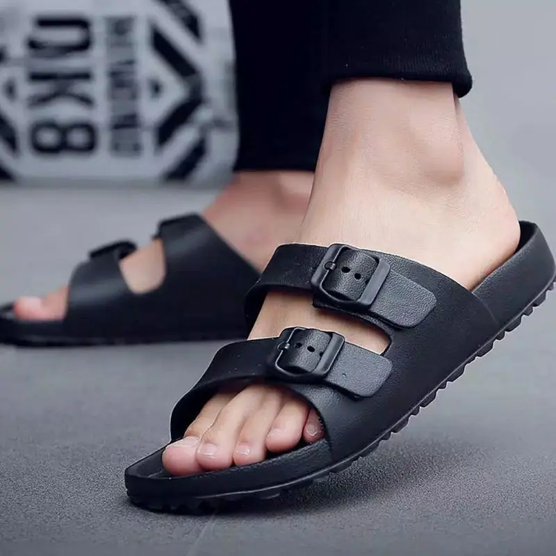 Sandal Tali Pria Sandal Selop Laki-laki Sendal Strap Cowok Kasual Sendal Ringan Bahan Karet Anti Air 8