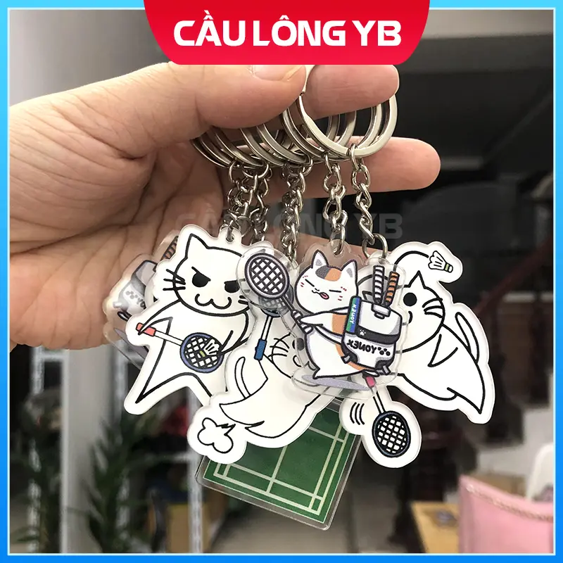 Móc khóa cầu lông, móc khóa mèo sân cầu lông