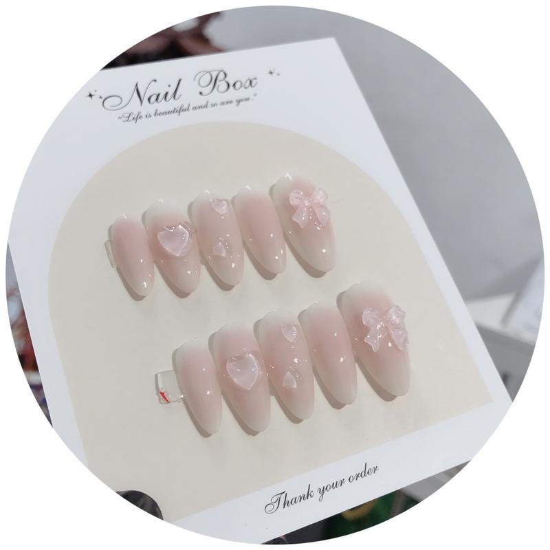  Nailbox Huyền Trang hồng loang mix trái tim nơ T03 Women 