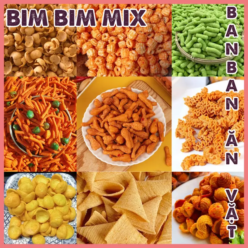 Mix 500gr Bimbim mix các loại, BIM snack giòn giòn tuổi thơ 500gr Snack Food Ăn Vặt